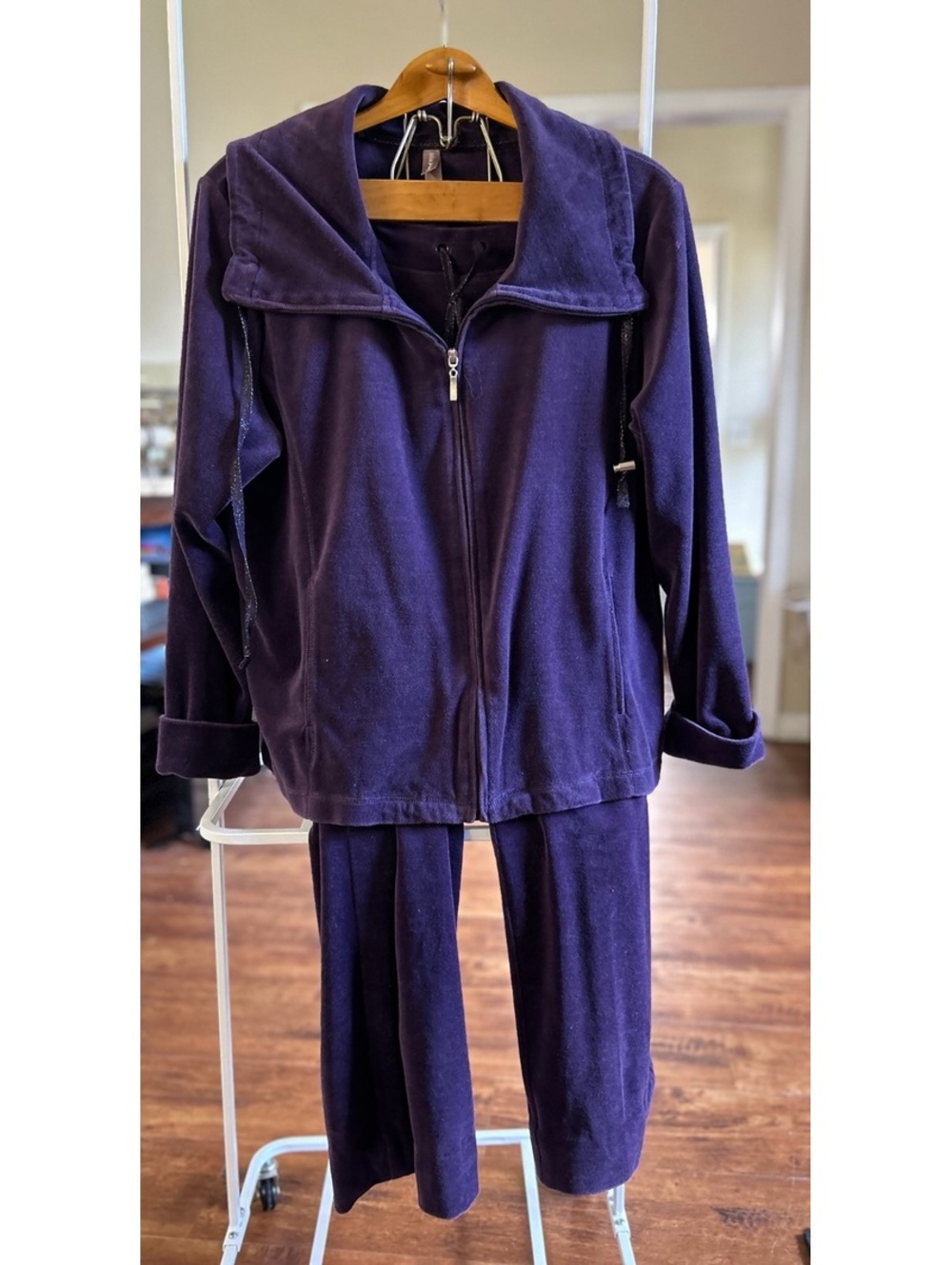 White Stag Purple Velour Two-Piece Lounge Set Size XL